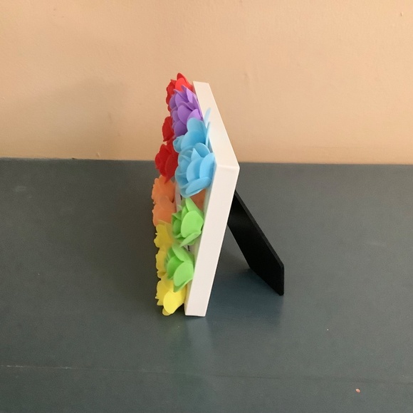 4” x 6” multi colored rainbow real touch rosebud picture frame - Picture 3 of 6